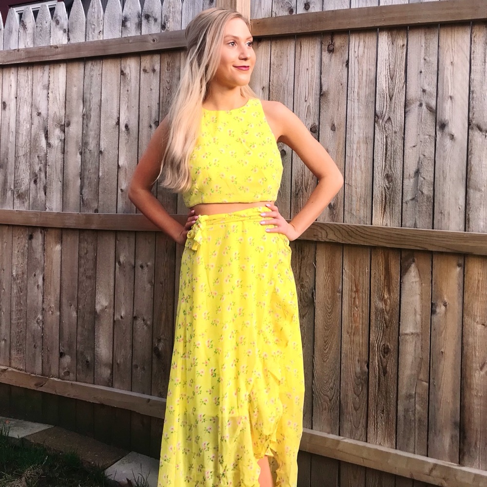 Floral Yellow Two Piece